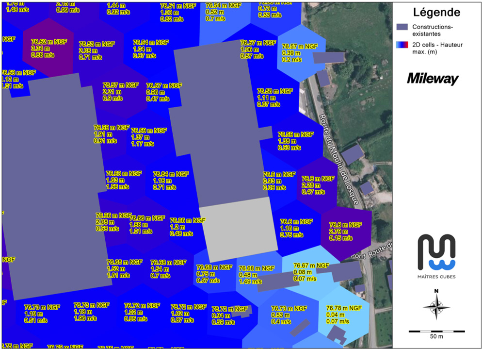 Modélisation fluviale du projet industriel Mileway à Cavaillon (84)